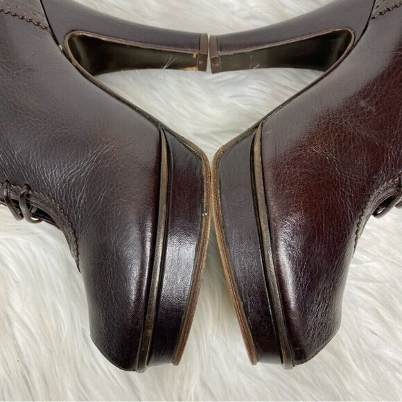 Fendi Women's Brown Leather Oxford Open Toe Platform Designer Ankle Boot EU 36.5 - Picture 11 of 16